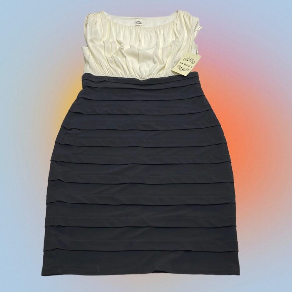 SANGRIA Women’s 10 Cream Black Sleeveless Dress